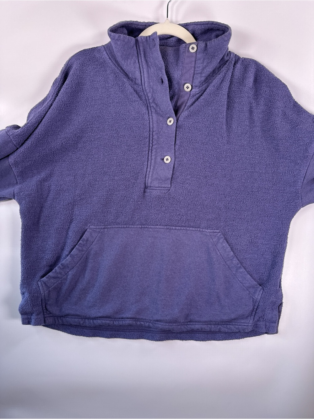 REI Co-op Button Front Terry Pullover Hemp Cotton Purple Large - Picture 3 of 11